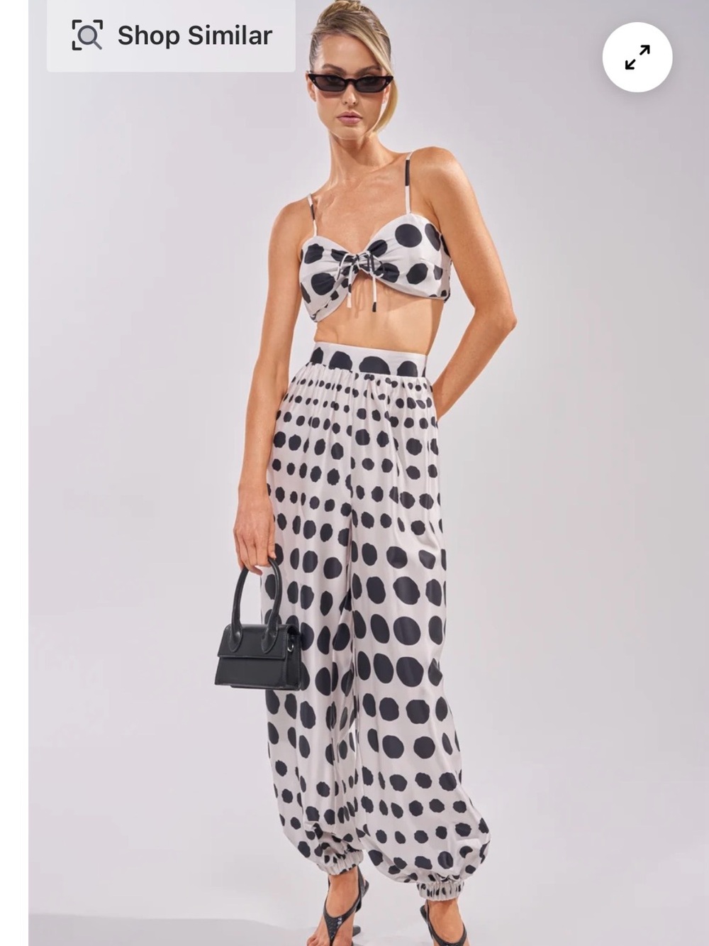 AKIRA Black & White Polka Dot Ballon Pant Set
